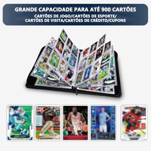 GODREAM Fichario para 900 Cartas, Album para Cartas com Ziper, Binder Cards com 9 Pocket e 50 Folhas Frente e Verso, Pasta para Cartas TGC, MTG, Presente Criativo para Menino e Menina