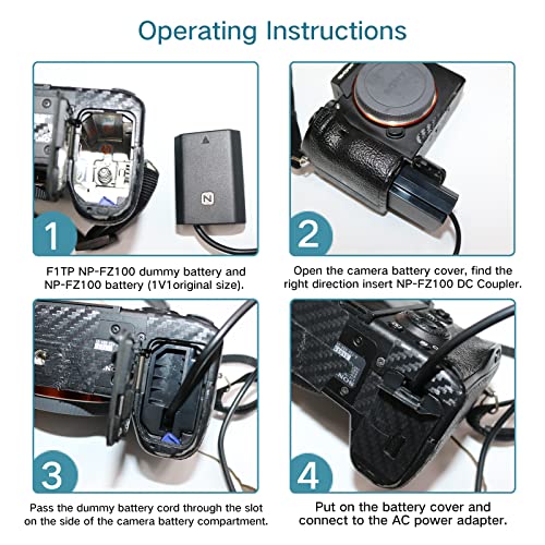 F1TP NPFZ100 AC Power Adapter Dummy Battery Kit for Sony Alpha A6600