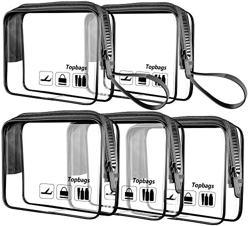 5pcs/Pack Topbags TSA Approved Toiletries Bag Travel Luggage Pouch Carry On Clear Airport Airline Compliant Bag Travel Cosmetic Makeup Bags