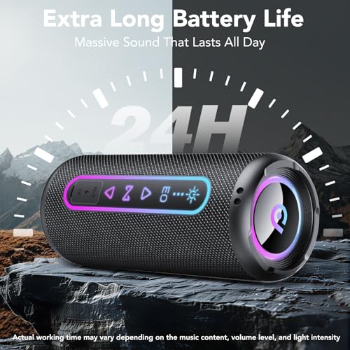 Bluetooth Speaker 5.4, 25W Powerful Portable Bluetooth Speaker with Powerful Bass, 24H Battery Life, RGB Light, TWS Stereo Wireless Speaker, IPX7 Waterproof, Speaker for Parties Travel, AUX/TF
