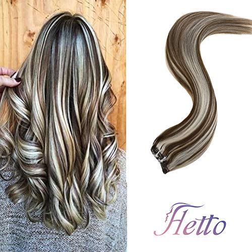 Hetto Invisible Hair Extensions Human Hair 9a Brown And 60
