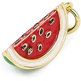 DanLingJewelry 10Pcs Mini 3D Watermelon Slice Charms Brass Enamel Fruit Dangle Pendants Craft Supplies for Jewelry Making Necklaces Earrings