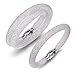 Fancydeli Women Fashion Jewelry Magnetic Stardust Wrap Double Bracelet Bangle Set (2 Sizes)with Austria White Crystals Gifts for Women Girls Her White