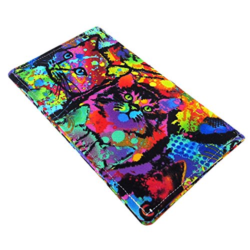 Handmade Watercolor Cat Fabric Women's Checkbook Cover