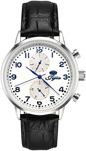 Luismia Leather Watch, Genuine Leather Strap Band Watch with Gold Dial Plate for Adult Men and Women, Japan Movement Time and Date Display Quartz Wrist Watch (White)