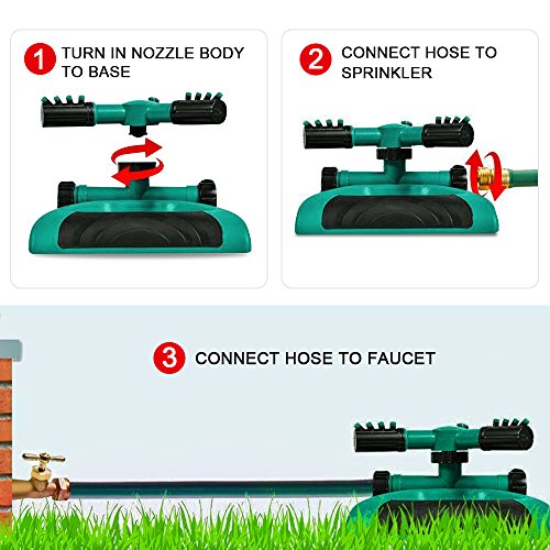 image for mixigoo Lawn Sprinkler Automatic Garden Water Sprinkler 360 Rotating A