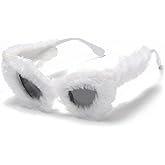 LASPOR Women Plush Fuzzy Cat Eye Sunglasses Punk Soft Velvet Shades Ladies UV400 Handmade Party Eyewear