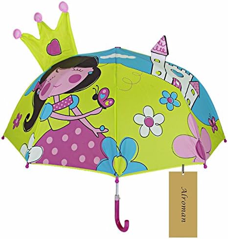 Child Umbrella Girls Waterproof Umbrellas with Cartoon Pattern Children Sun Umbrellas UV Protection Beach Umbrella 2016 Photo Posing Props (Yellow)