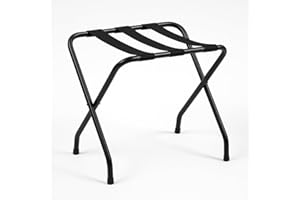 USTECH Luggage Rack-Single Tier, Pack of 1, Black, Fully Asssembled, Foldable Rack for Guest Room