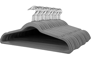 Stormix 52 Pack Velvet Hangers, 17.3 x 8.9 Inches Clothes Hangers, Non Slip Dresses Hangers with Shoulder Notches for Adult Gray
