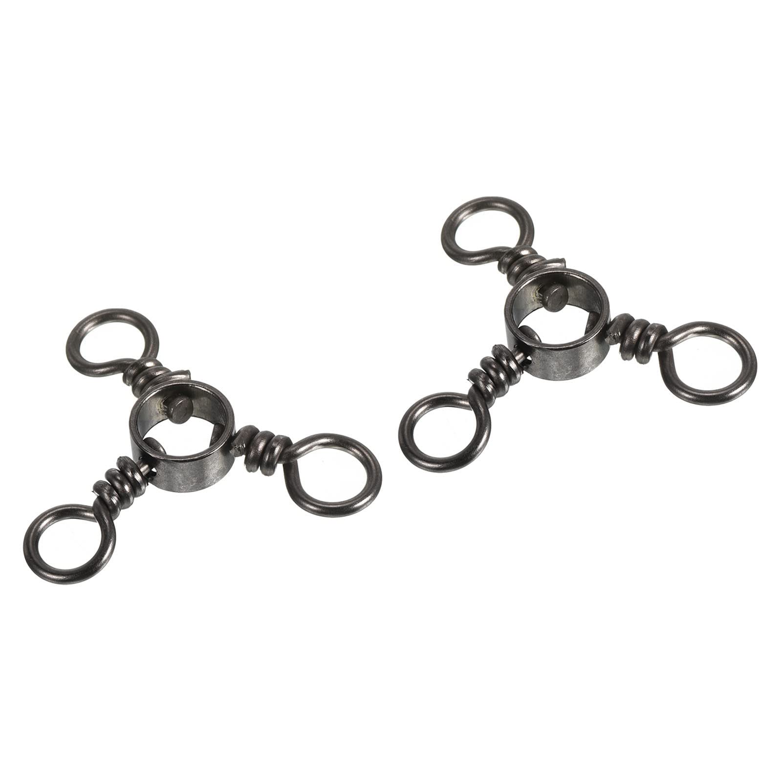 PATIKIL 3 Way Swivel, 50Pcs 22lb Stainless Steel Cross Line Terminal Tackle for Saltwater Freshwater Fishing, Black