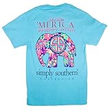 Simply Southern Preppy T-Shirt - Make 'Merica Preppy Again Elephant- Pool (Large), Pool Blue