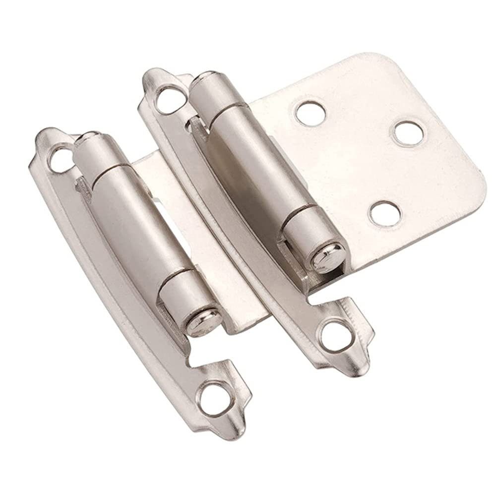 Merriway BH06017 (2 Pcs) Sprung Face Frame Satin Nickel Amerock Style Face Kitchen Cabinet Hinges, Inset 1.3 mm - Pack of 2 Pieces