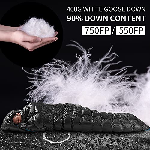 Naturehike Ultralight Goose Down Sleeping Bag, 550FP Backpacking Sleeping Bag, Compact