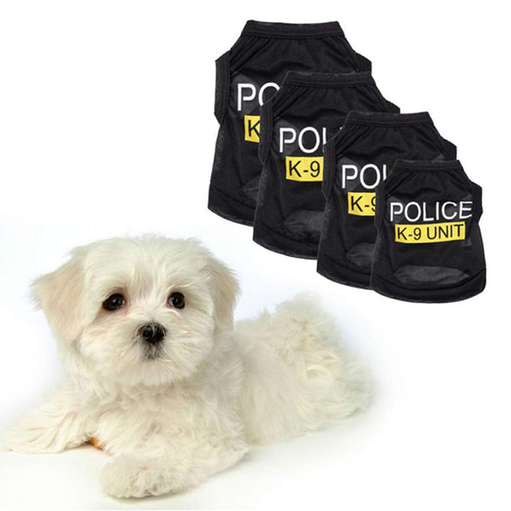 Pet Dog Puppy T-Shirt Police Vest Cosplay Dog Costume Black
