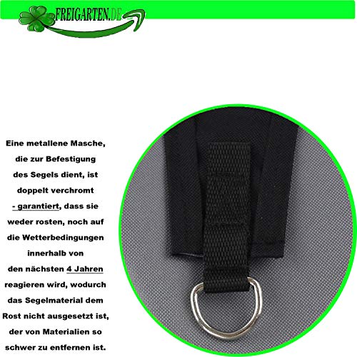 freigarten.de Sonnensegel Wasserdicht Sonnenschutz Garten mit befestigungen Leinen 100% Schutz vor UV-Strahlungen (2m x 2m, Grau) – Bild 7