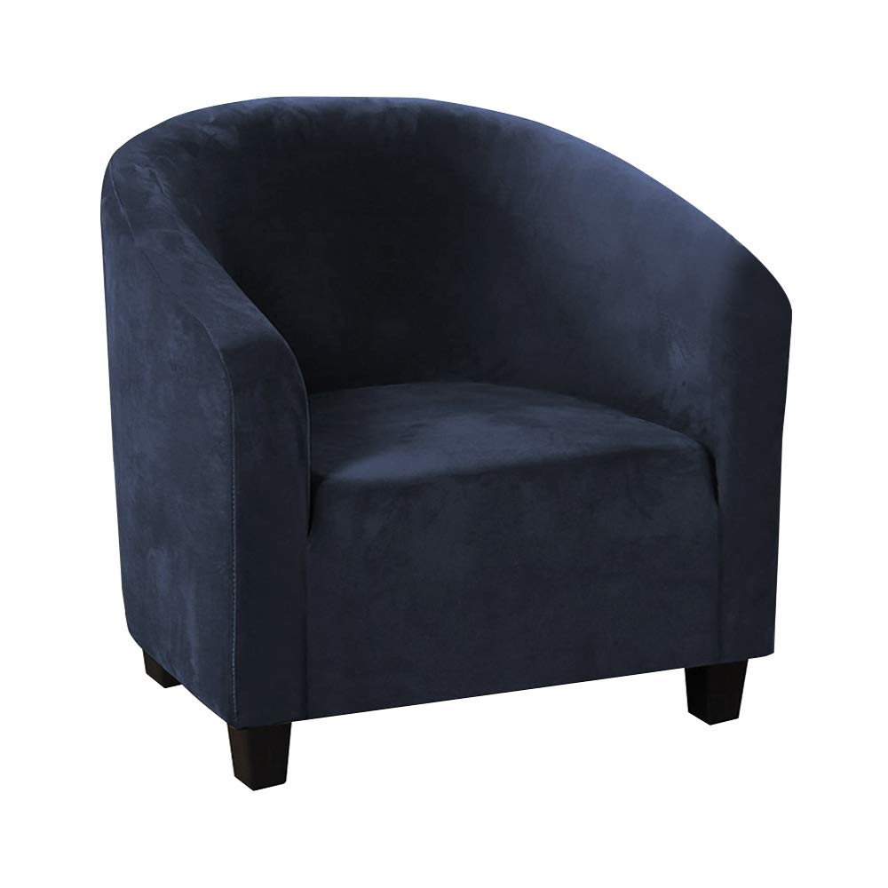 Tub Chair Covers for Armchairs, Tub Sofa Slipcover Velvet Fabric Club Chair Slipcover Stretch Armchair Slipcover Removable Washable Sofa Couch Cover for Dining Living Room Office Reception Navy Blue