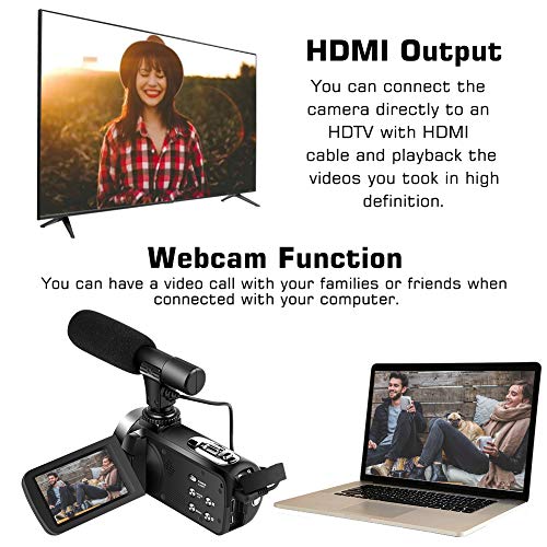 Videocmara-Cmara-de-Video-27K-Videocamara-Full-HD-30MP-con-Micrfono-Control-Remoto-Videocmara-Pantalla-Tctil-Giratoria-y-Funcin-de-Cmara-Web