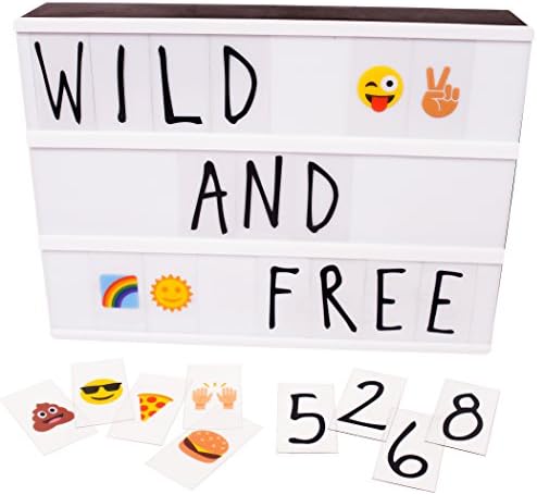 SBS Products Cinema Light Up Sign, LED Lightbox with Letters Symbols & Emoji Inserts, Stand Up Marquee Message Lamp