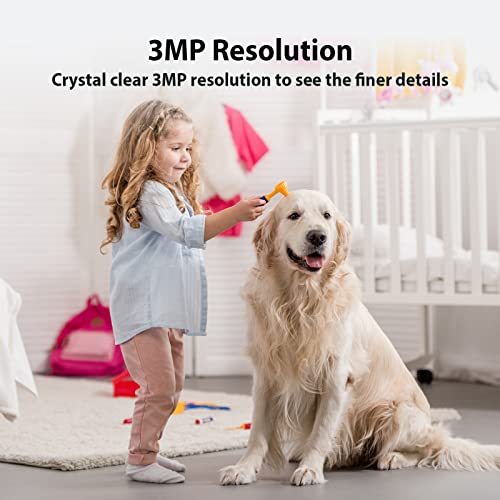 NGTeco 2K-Sicherheitskamera für Innenräume, 3MP Schwenk-Neige-WiFi-Kamera für Haussicherheit/Baby-Monitor/Haustier, Hundekamera mit Bewegungserkennung, Nachtsicht, Kompatibel mit Alexa/Google C2510