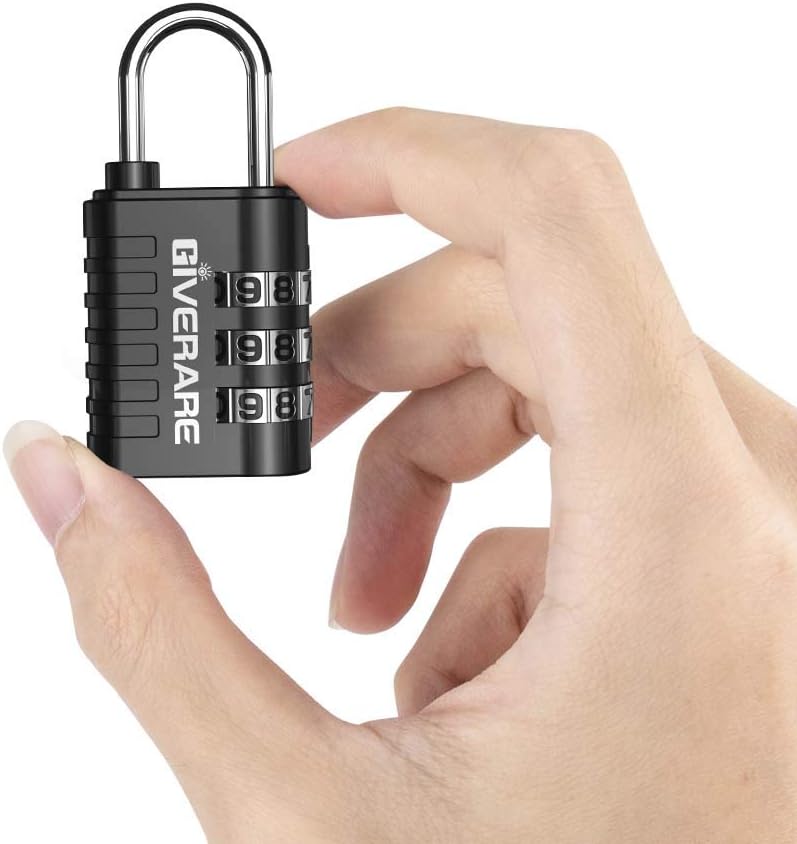 GIVERARE 8 Pack Combination Lock, 3-Digit Padlock Keyless, Resettable Luggage Locks for Backpack, Gym & School & Employee Locker, Weatherproof Travel Lock for Fence, Backyard Gate, Hasp, Case-Black - - 