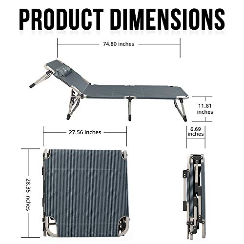 ELTOW Portable Folding Camping Cot Reclining Beach and Pool Lounger