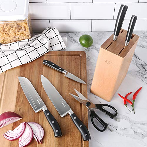 SKY LIGHT Knife Set with Block, 6 Pieces Kitchen Knives, German