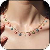 AllJunction Colorful Daisy Flower Choker Necklace for Women Dainty Boho Gold Cute Floral Charms Chain Chokers Necklaces Fashion Y2k Bohemian Hippie Jewelry Trendy