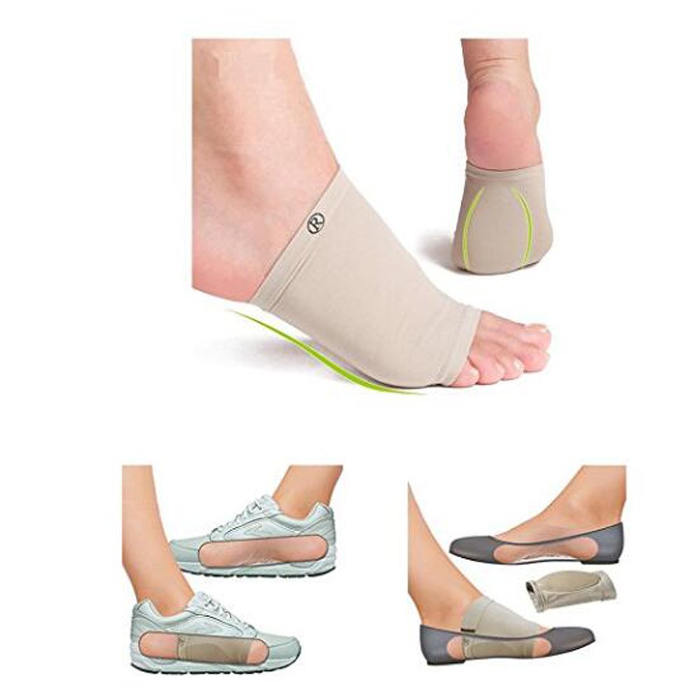 zinnor Plantar Fasciitis Therapy Wrap Gel Heel Pad Orthotic Arch Support Brace Shoe Cushion Compression Sleeves Insole for Flat Feet Breatheable