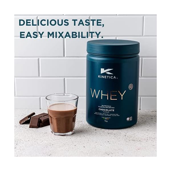 Kinetica-Whey-Protein-Powder-33-Servings-Chocolate-1kg-Low-Carb-Grass-Fed-Whey-High-Protein-Source-for-Lean-Muscle-Growth Kinetica Whey Protein Powder, Chocolate 1kg, 22g Protein per Serving, 33 Servings, Protein from EU Grass-Fed Cows…