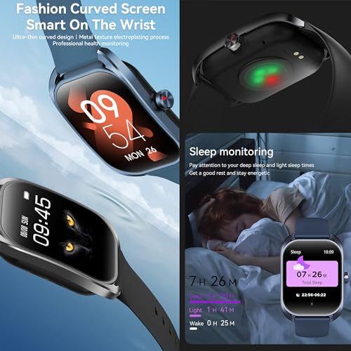 MYSHUN Reloj Inteligente Mujer con Llamadas, 2,01 Pulgada Smartwatch Hombre Deportivo con Podometro Pulsometro SpO2 Sueño Presion Arterial Actividad IP68 Reloj Digital para iOS Android (Negro)