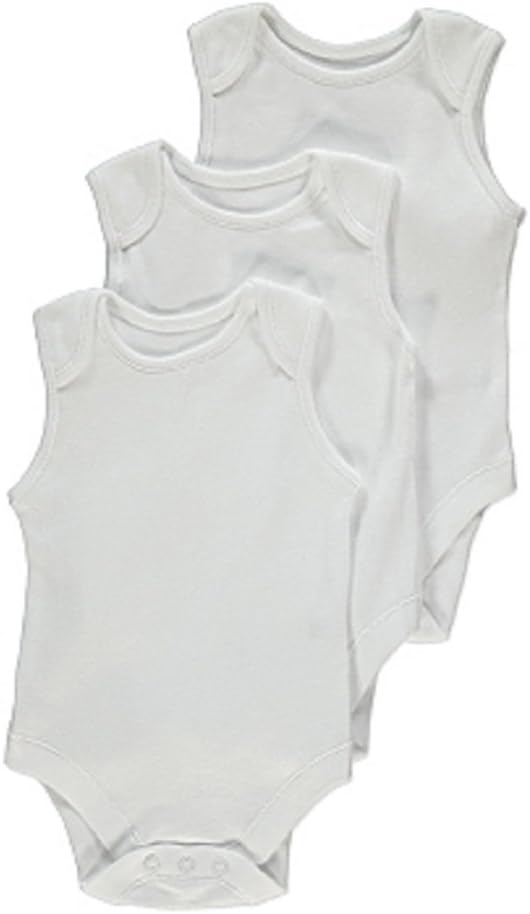 white sleeveless baby vests