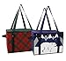 Insulated Reusable Grocery Bag Shopping Box with Reinforced Bottom Panel and Zipper Top Lid with Extra Side Handles for Easy Lifting Xmas Christmas (Set of 2) (Plaid/Polar Bear)