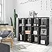 SONGMICS 12-Cube Storage Shelf, Bookcase, Closet Organizer, in Living Room, Kid’s Room, for Toys, Daily Necessities, 41.3 x 11.8 x 55.1 Inches, Includes Rubber Mallet, Black ULSN12BK