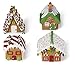 Gingerbread House Kit Build It Yourself Mini Village - Christmas Fun decorating, Kit Includes: 4 Sets Of House Panels, 4 Types Of Candies, Icing, Decorating Bags - Bundled With Extra Candy!