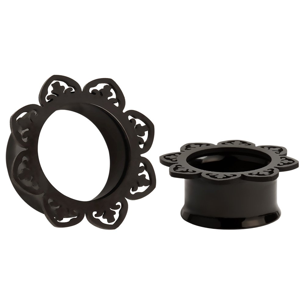 KUBOOZ Stainless Steel Ear Piercing Flesh Tunnels Double Flared Ear Stretcher Saddle 8-20mm, Stainless Steel, without stone