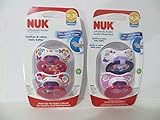4 Nuk Orthodontic Silicone Pacifiers 18-36 mo GIRL Butterflies + Whales (2 Packages that have 2 Pacifiers in Each Package)