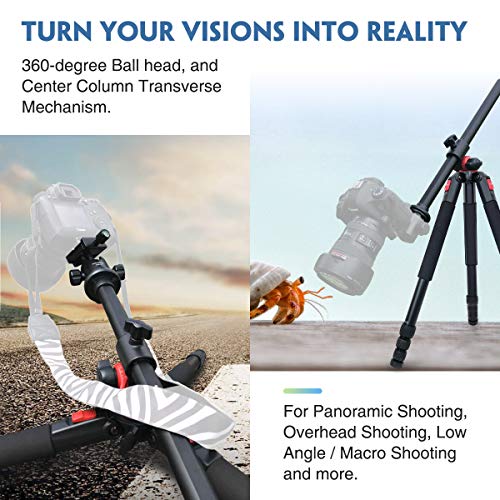 Moman Camera Tripod with Telescopic Horizontal Column Arm and Ball Head for Macro Shoot/Overhead Photography/Travel / DSLR Camera Video Camcorder