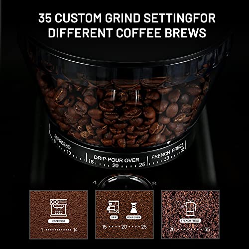 Secura Conical Burr Coffee Grinder, Adjustable Burr Mill with 35 Grind