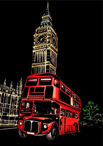 C-pop Scratch Art, Scratch Art Paper DIY Night View Scratchboard for Adult and Kids, with Stylus/Black Brush,8.2''x11.4'' (Street cornor)