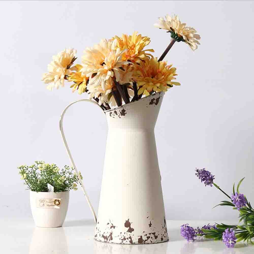 Watering Honey Elegant French Style Country Primitive Pitcher Flower Vase Watering Can Planters for Wedding Home Bar Decoration~Beige - Image 4