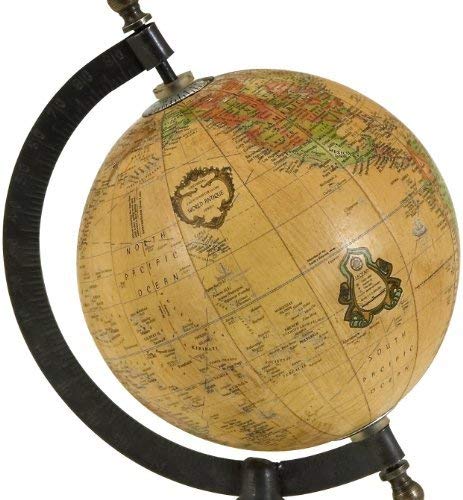 IMAX 5490 Colony Globe - World Globe Map, Globe Stand with Nickel Finish Base, Metallic Globe. Home Decor Accents