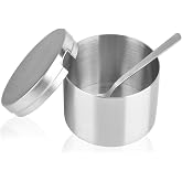 Arswin Sugar Container with Lid and Spoon,Spice Jars,Stainless Steel 12 Ounce Sugar Bowl,Multi-Function Spice Salt Brown Sugar Jars Container,Coffee Bar Accessories for Home and Kitchen Storage