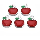 DanLingJewelry 100Pcs Enamel Fruit Dangle Charms Red Apple Pendant Charms Craft Supplies for Handmade Earrings Necklaces Bracelets Making