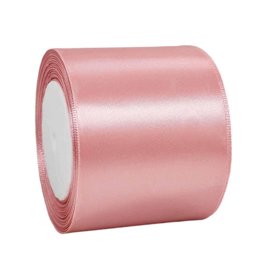 Wide Bean Pink Ribbon 100mm Satin Ribbons for Gift Wrapping,22m 3.9Inch Cake Ribbon Silk Thick Ribbons Pink for Crafting,Christmas,Wedding Car,Hair Bows,Bouquets,Party,Cake Decorations