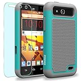 ZTE Maven / Overture 2 / Z810 / Z812 Case, INNOVAA Anti-Slip Shockproof Soft Silicone Durable Armor Case (Not Compatible with ZTE Maven 2) W/ Free Screen Protector & Stylus Pen - Grey/Teal
