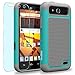 ZTE Maven / Overture 2 / Z810 / Z812 Case, INNOVAA Anti-Slip Shockproof Soft Silicone Durable Armor Case (Not Compatible with ZTE Maven 2) W/ Free Screen Protector & Stylus Pen - Grey/Teal