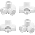 Zorveiio 1 1/4 Inch 4 Way PVC Fittings PVC Pipe Fittings, PVC Elbow SCH 40 PVC Fittings PVC Pipe Connectors for Furniture Building PVC Structures - White, 8 Packs