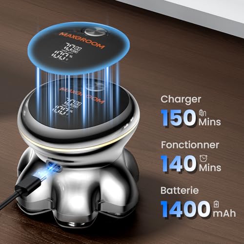 MAXGROOM 7D PRO Men's Bald Head Shaver, Magnetic Head, 2 Speeds (7500/8800 RPM) Bald Crane Trimmer, IPX6 (Dry & Wet), Battery Life 140 min USB-C, Gift Idea for Men – Gift Idea for Husband Dad