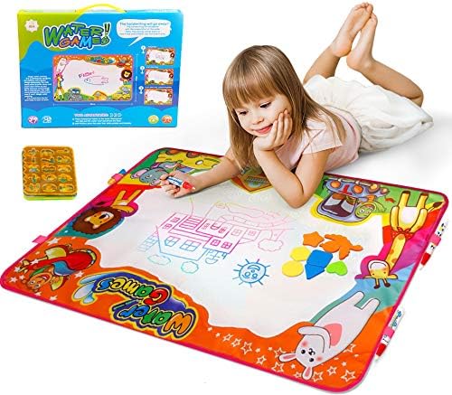 PrimeIRIS Large Aqua Magic Pad 1 8 Accessories Color with Water Doodle Mat for Kids Girls Boys No Mess Coloring Painting for Toddlers Educational Gift Toys for Children 8 Colors Reveal